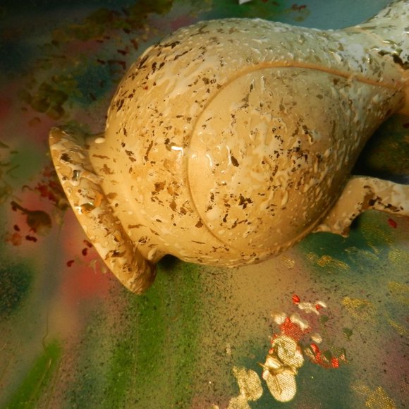 VTG cream gold textured spatter urn vase w handle **read description** - Picture 11 of 14